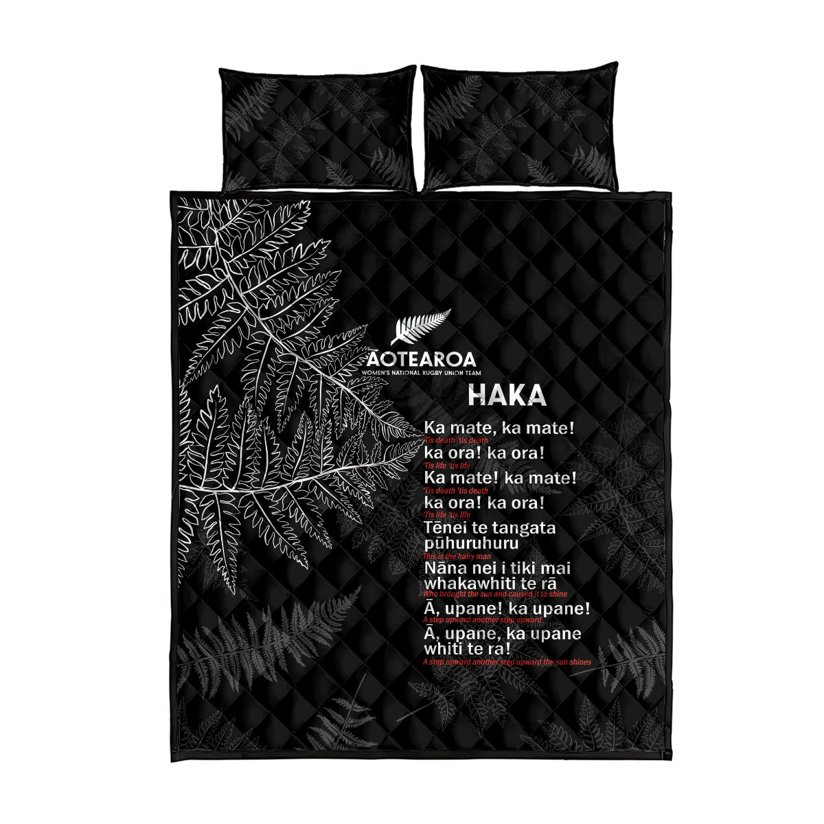 Custom New Zealand Haka Rugby Quilt Bed Set 2024 Pacific Go Black Silver Fern - Vibe Hoodie Shop
