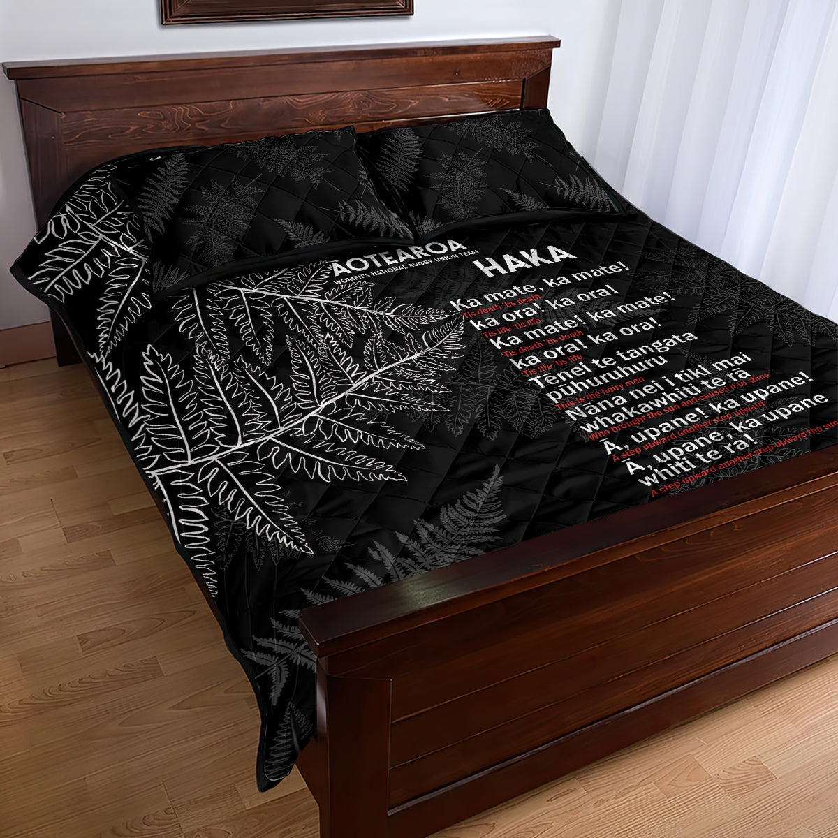 Custom New Zealand Haka Rugby Quilt Bed Set 2024 Pacific Go Black Silver Fern - Vibe Hoodie Shop