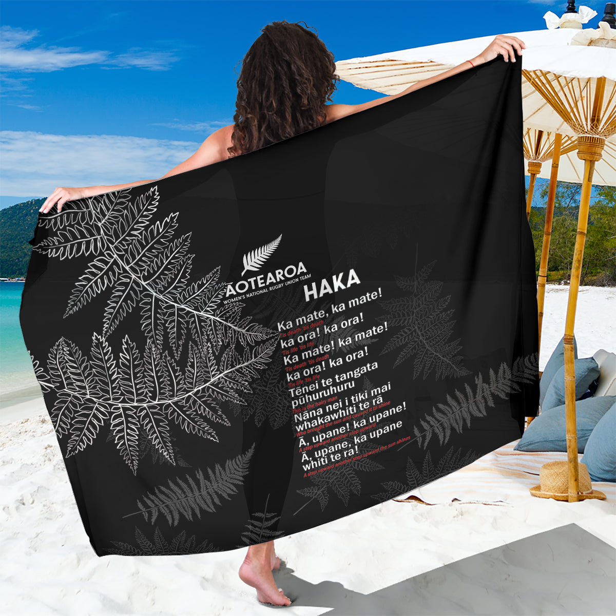 Custom New Zealand Haka Rugby Sarong 2024 Pacific Go Black Silver Fern - Vibe Hoodie Shop