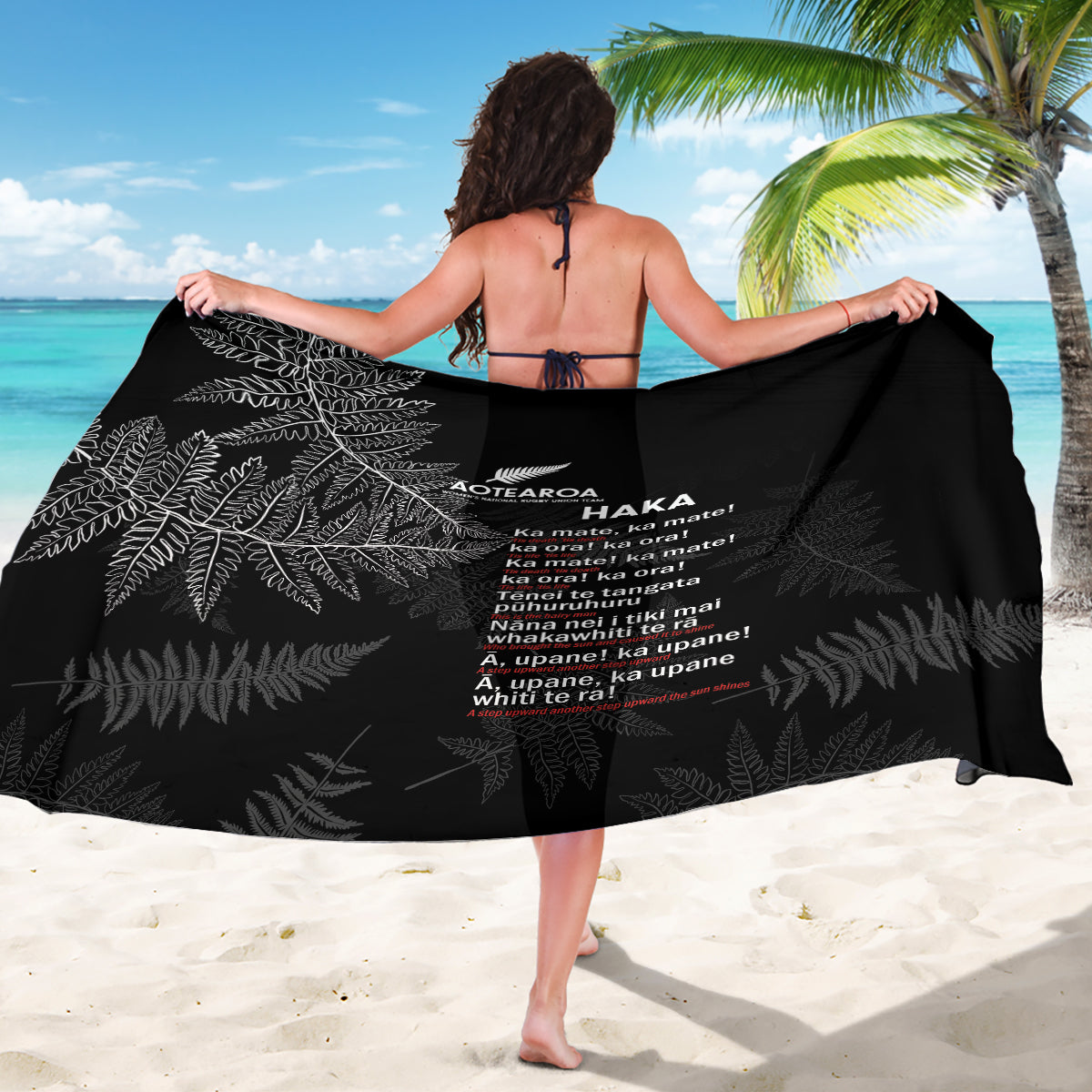 Custom New Zealand Haka Rugby Sarong 2024 Pacific Go Black Silver Fern - Vibe Hoodie Shop