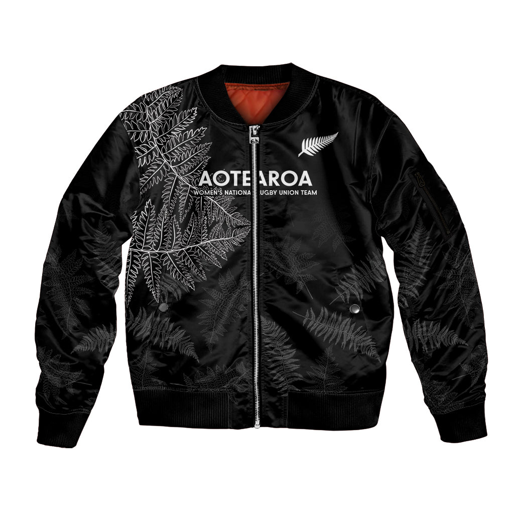 Custom New Zealand Haka Rugby Sleeve Zip Bomber Jacket 2024 Pacific Go Black Silver Fern