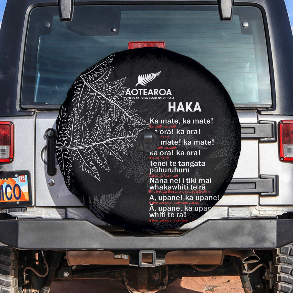Custom New Zealand Haka Rugby Spare Tire Cover 2024 Pacific Go Black Silver Fern - Vibe Hoodie Shop