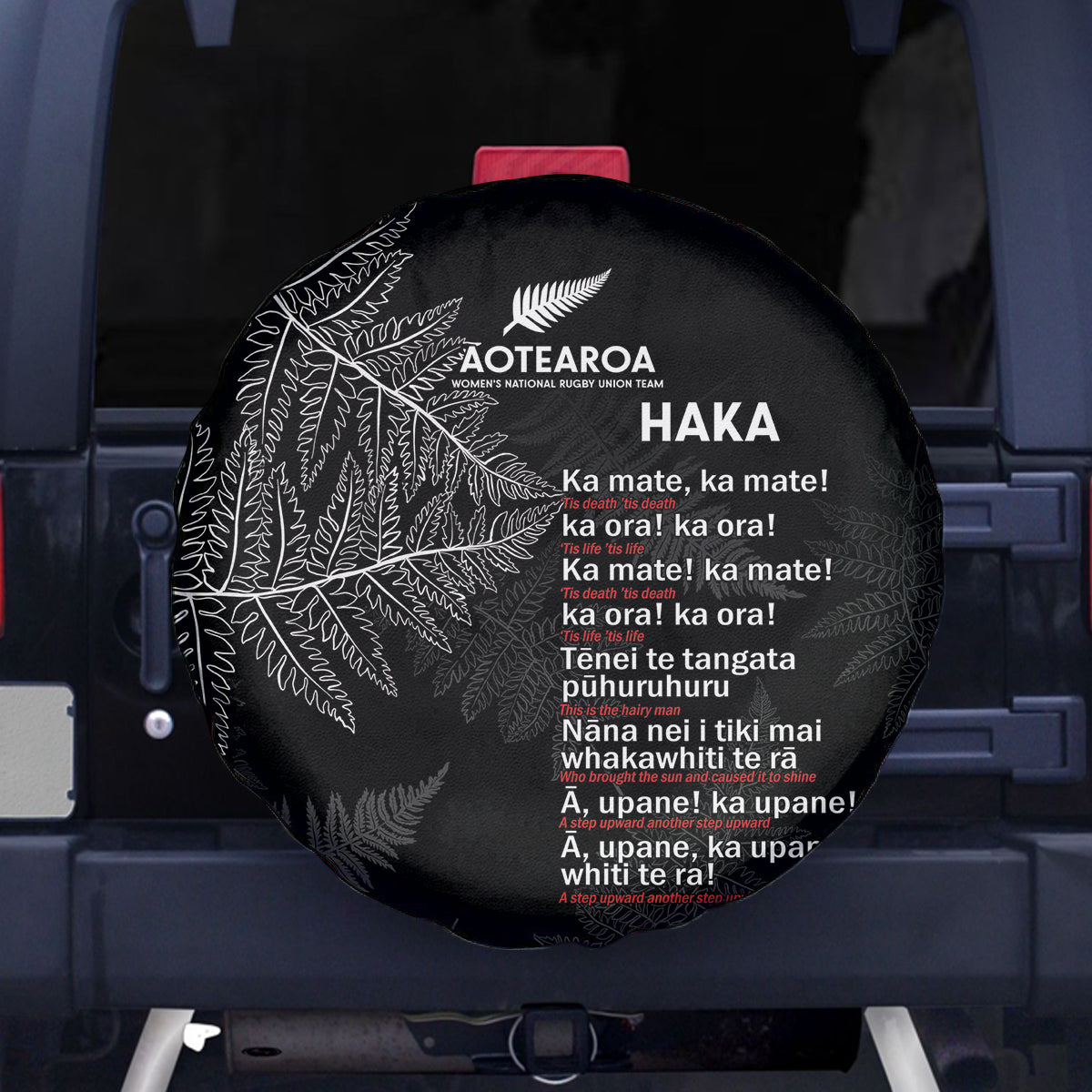 Custom New Zealand Haka Rugby Spare Tire Cover 2024 Pacific Go Black Silver Fern - Vibe Hoodie Shop