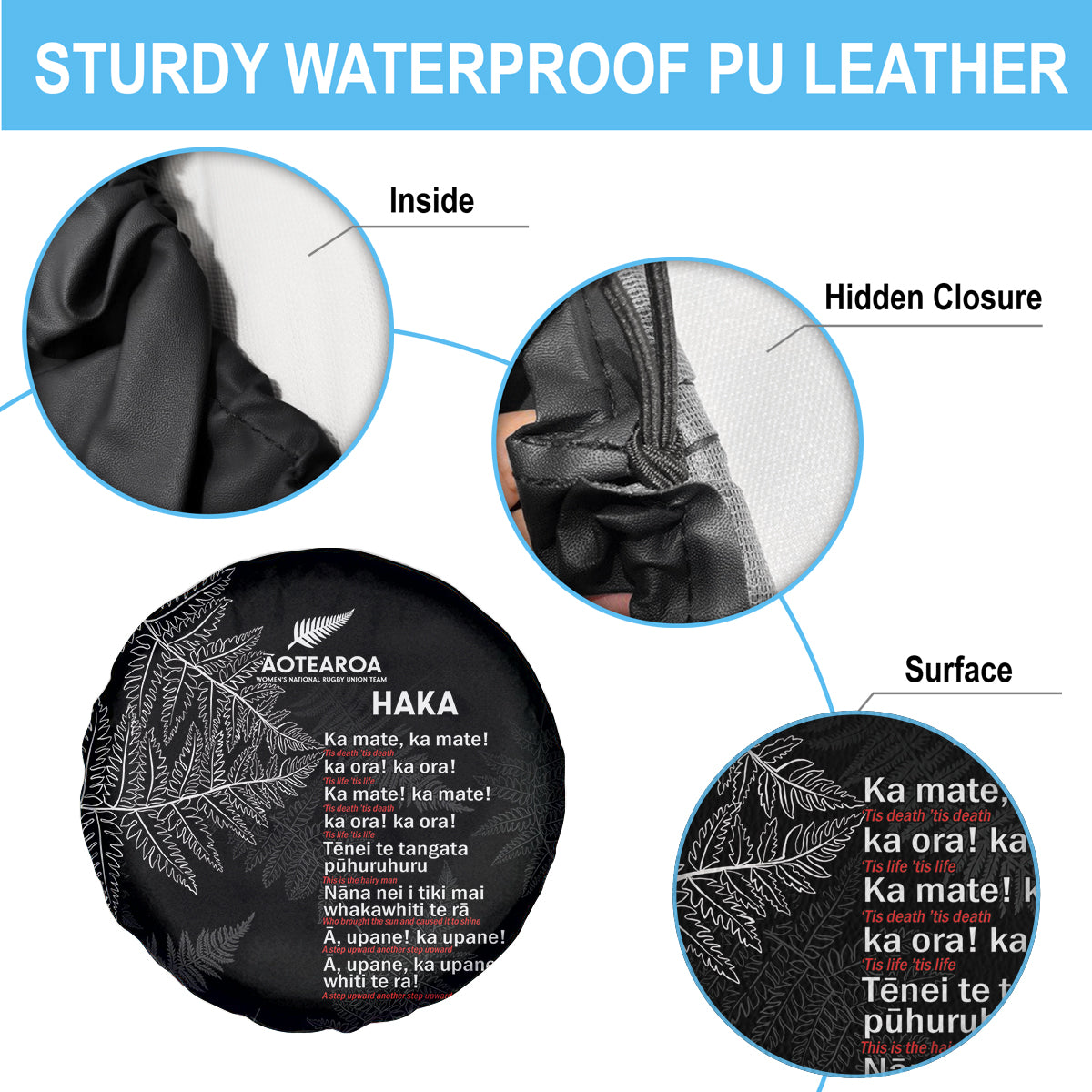 Custom New Zealand Haka Rugby Spare Tire Cover 2024 Pacific Go Black Silver Fern - Vibe Hoodie Shop