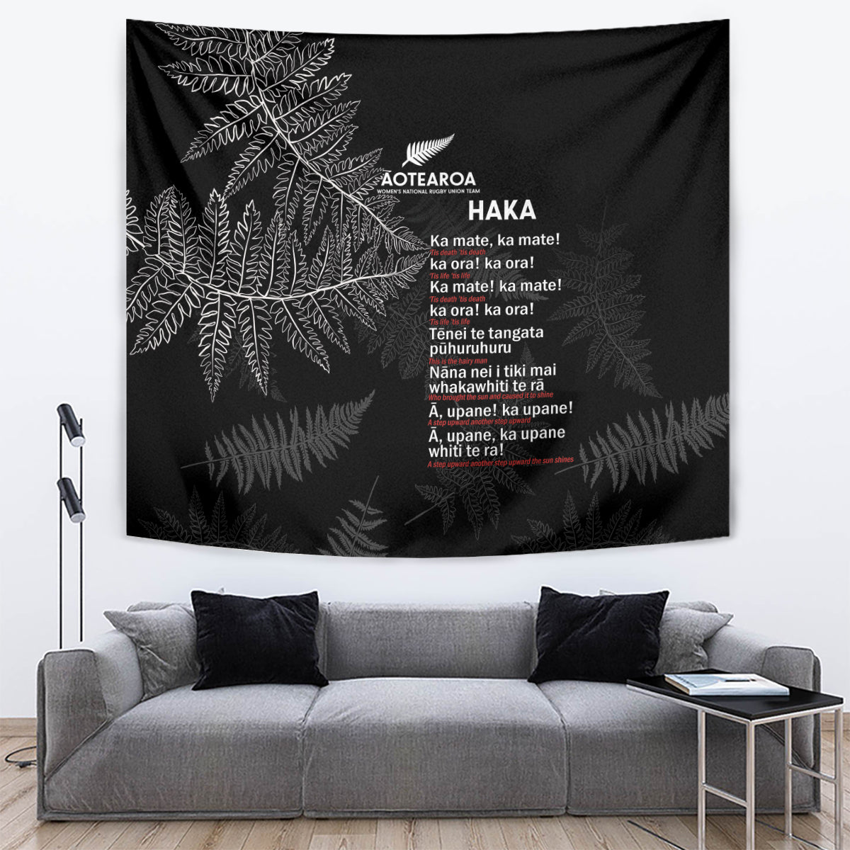 Custom New Zealand Haka Rugby Tapestry 2024 Pacific Go Black Silver Fern - Vibe Hoodie Shop