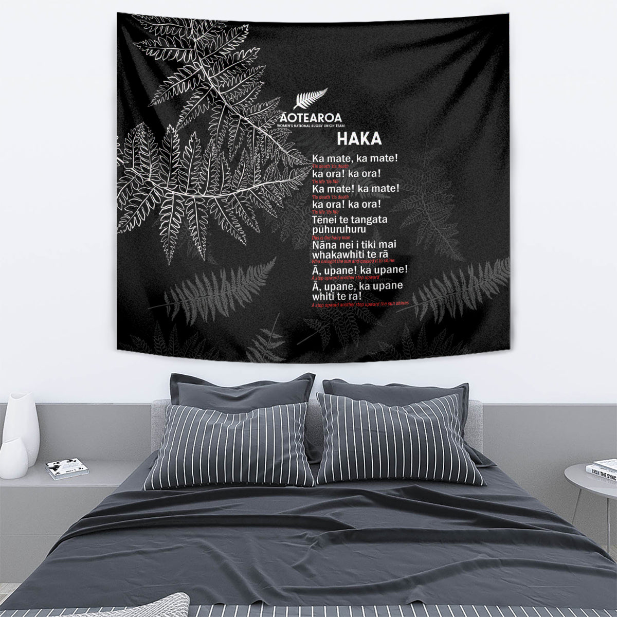 Custom New Zealand Haka Rugby Tapestry 2024 Pacific Go Black Silver Fern - Vibe Hoodie Shop