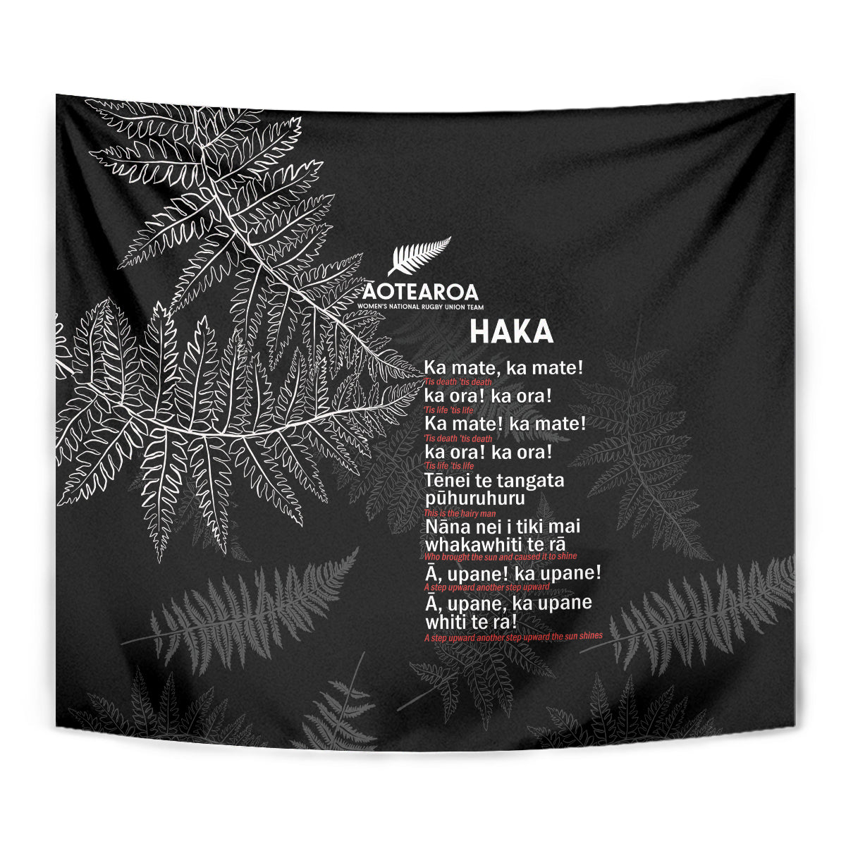 Custom New Zealand Haka Rugby Tapestry 2024 Pacific Go Black Silver Fern - Vibe Hoodie Shop