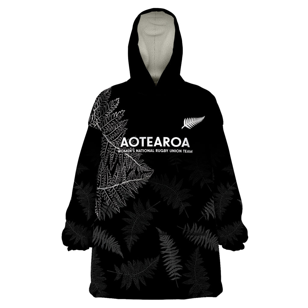 New Zealand Haka Rugby Wearable Blanket Hoodie 2024 Pacific Go Black Silver Fern - Vibe Hoodie Shop