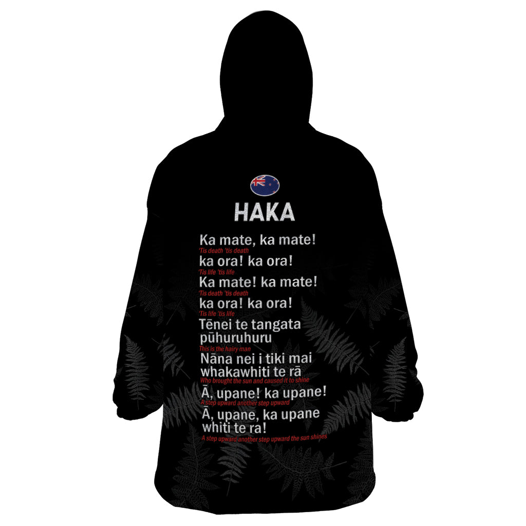 New Zealand Haka Rugby Wearable Blanket Hoodie 2024 Pacific Go Black Silver Fern - Vibe Hoodie Shop