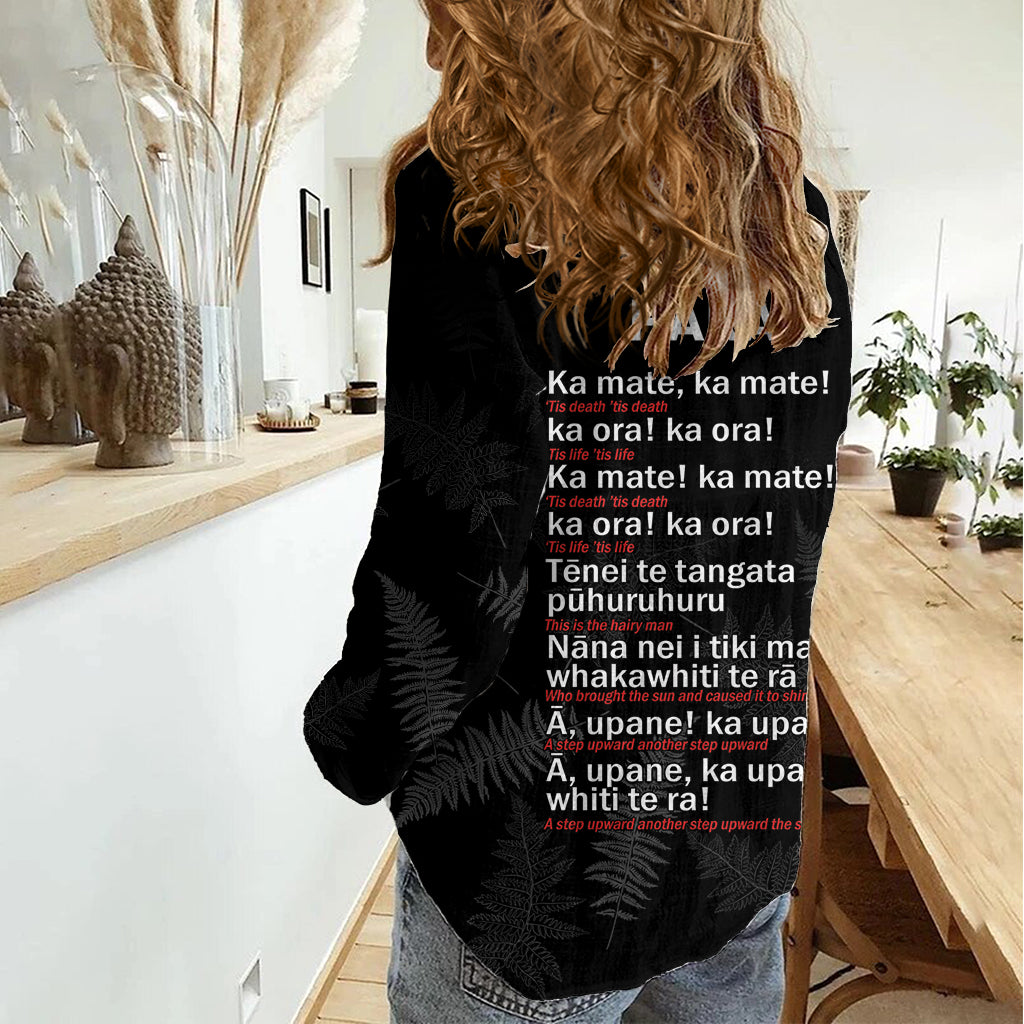 New Zealand Haka Rugby Women Casual Shirt 2024 Pacific Go Black Silver Fern - Vibe Hoodie Shop