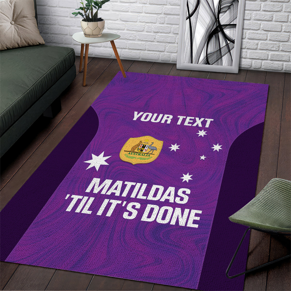 Custom Australia Soccer Area Rug Matildas Go Champions - Purple - Vibe Hoodie Shop