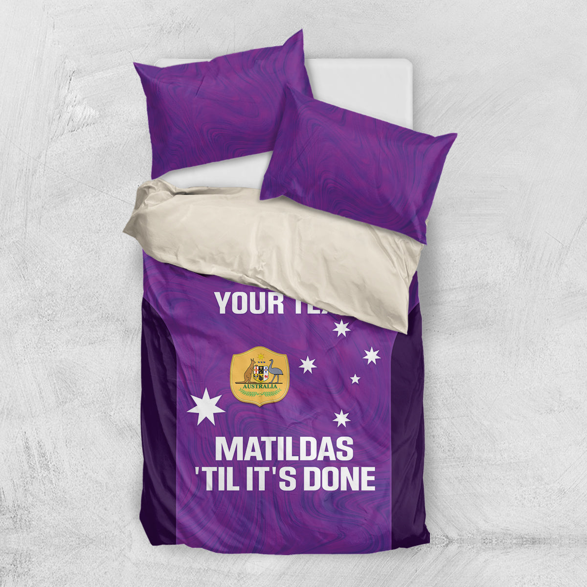 Custom Australia Soccer Bedding Set Matildas Go Champions - Purple - Vibe Hoodie Shop