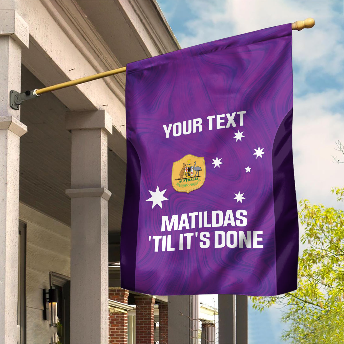 Custom Australia Soccer Garden Flag Matildas Go Champions - Purple - Vibe Hoodie Shop