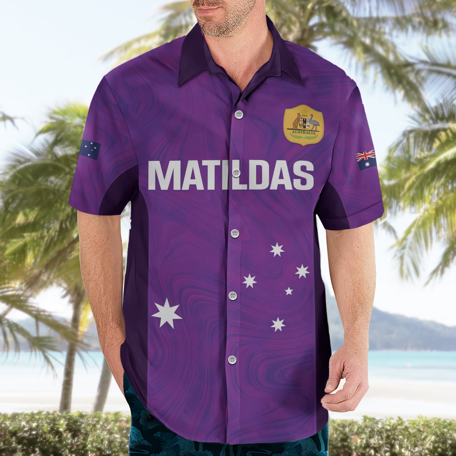 Custom Australia Soccer Hawaiian Shirt Matildas Go Champions - Purple - Vibe Hoodie Shop