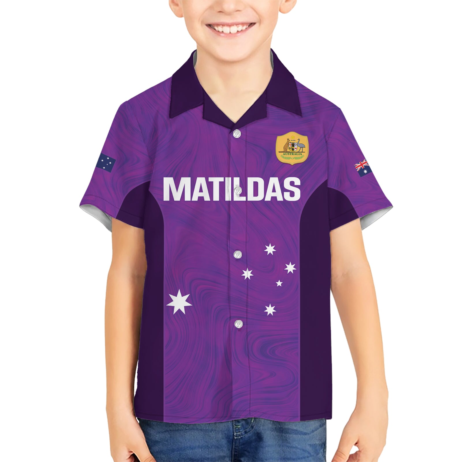 Custom Australia Soccer Hawaiian Shirt Matildas Go Champions - Purple - Vibe Hoodie Shop