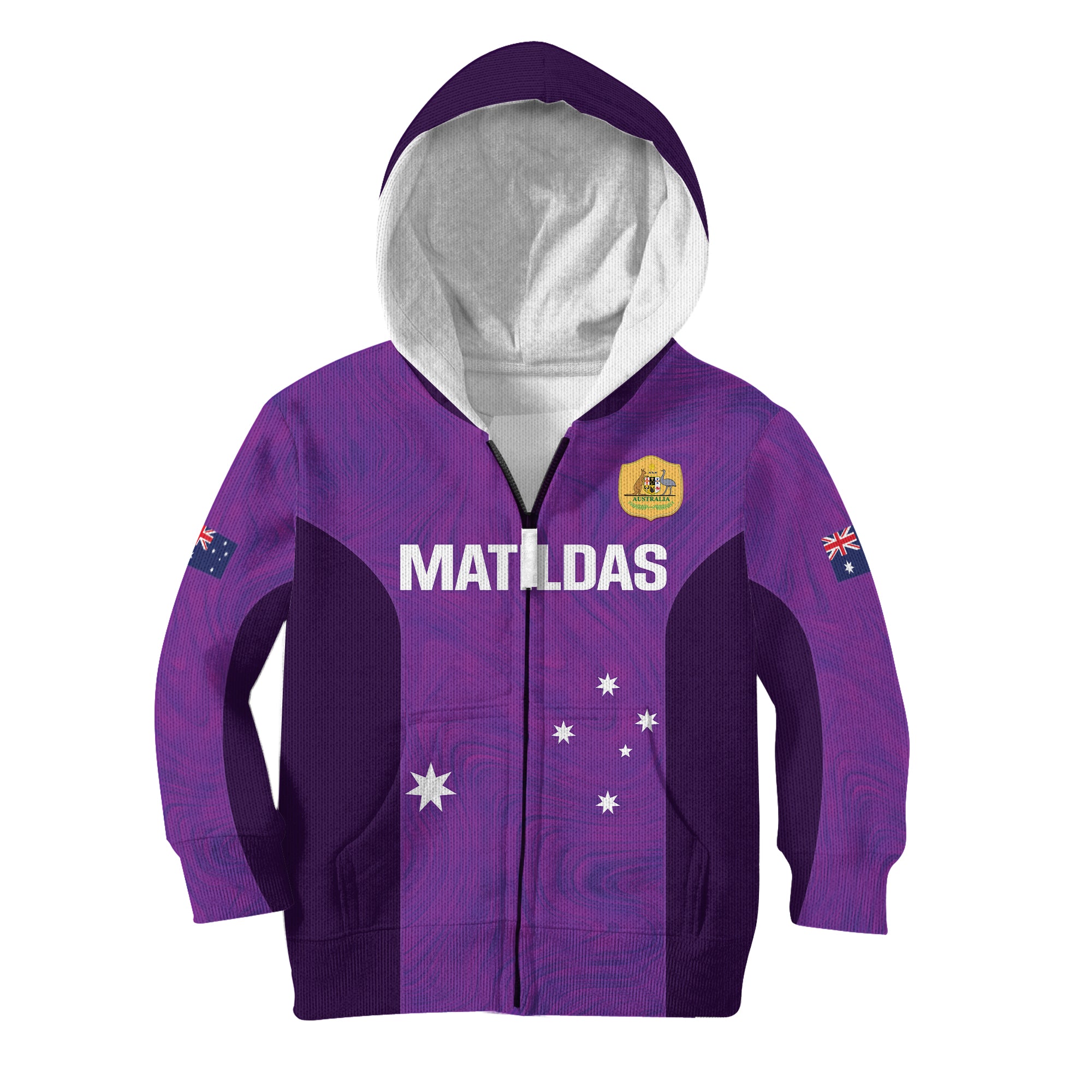 Custom Australia Soccer Kid Hoodie Matildas Go Champions - Purple - Vibe Hoodie Shop