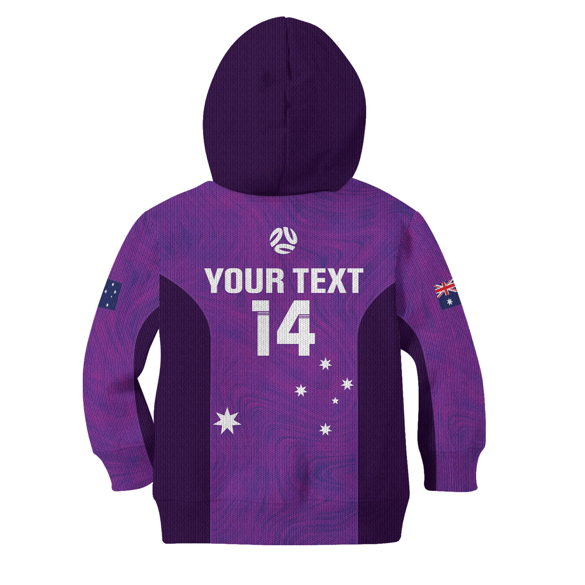 Custom Australia Soccer Kid Hoodie Matildas Go Champions - Purple - Vibe Hoodie Shop