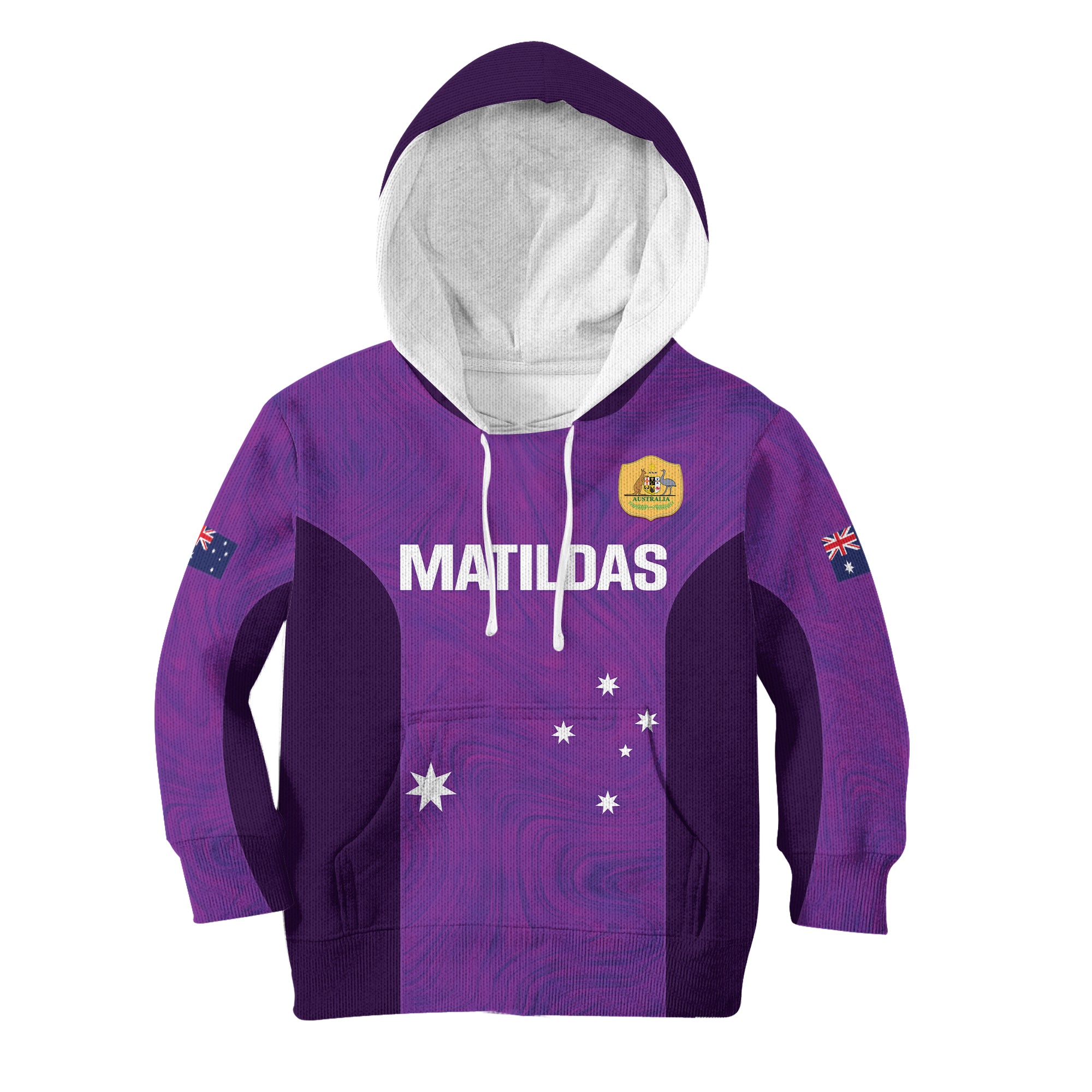 Custom Australia Soccer Kid Hoodie Matildas Go Champions - Purple - Vibe Hoodie Shop