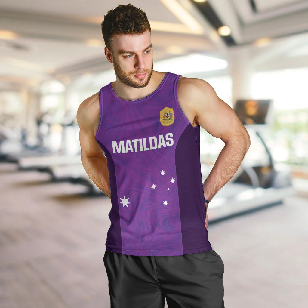 Custom Australia Soccer Men Tank Top Matildas Go Champions - Purple - Vibe Hoodie Shop