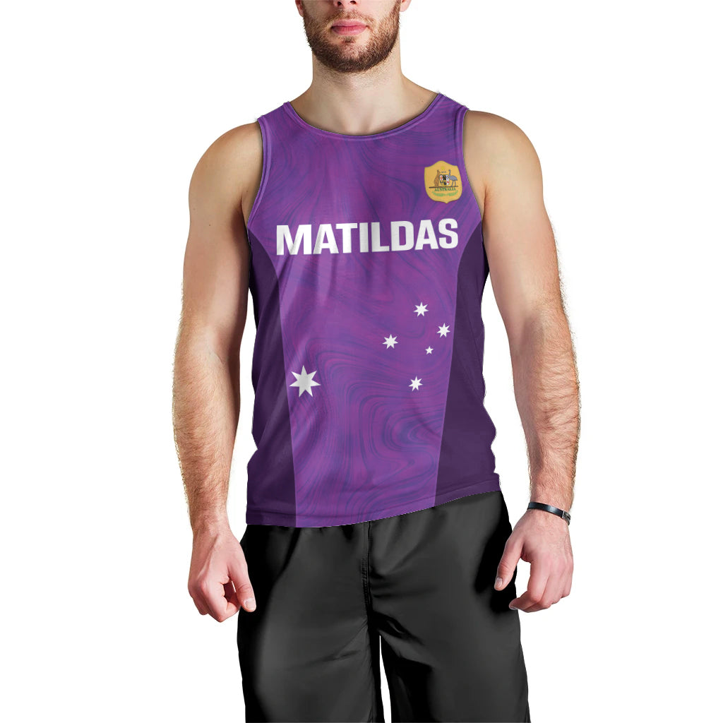 Custom Australia Soccer Men Tank Top Matildas Go Champions - Purple - Vibe Hoodie Shop