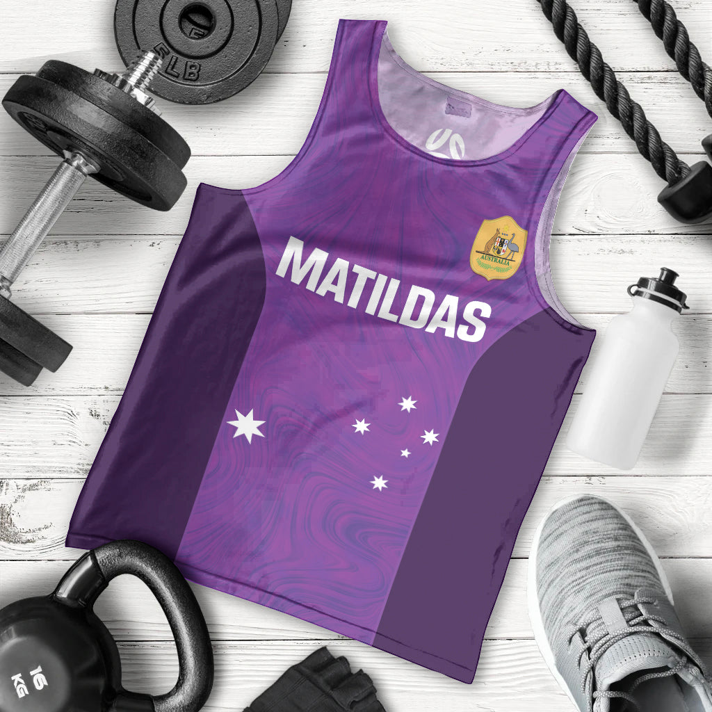 Custom Australia Soccer Men Tank Top Matildas Go Champions - Purple - Vibe Hoodie Shop