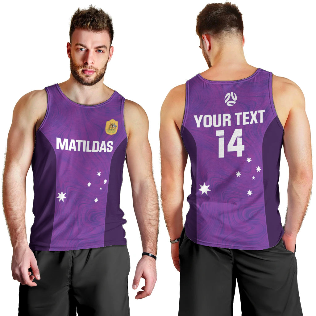 Custom Australia Soccer Men Tank Top Matildas Go Champions - Purple - Vibe Hoodie Shop