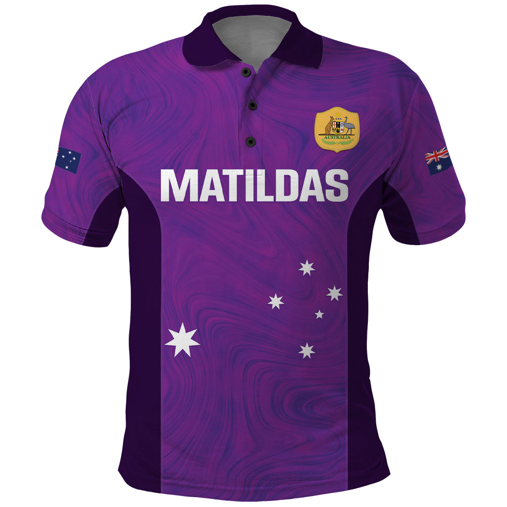 Custom Australia Soccer Polo Shirt Matildas Go Champions - Purple - Vibe Hoodie Shop