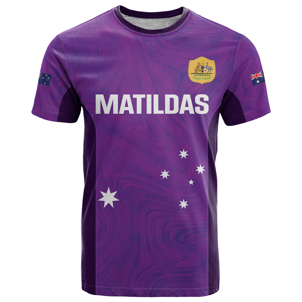 Custom Australia Soccer T Shirt Matildas Go Champions - Purple - Vibe Hoodie Shop