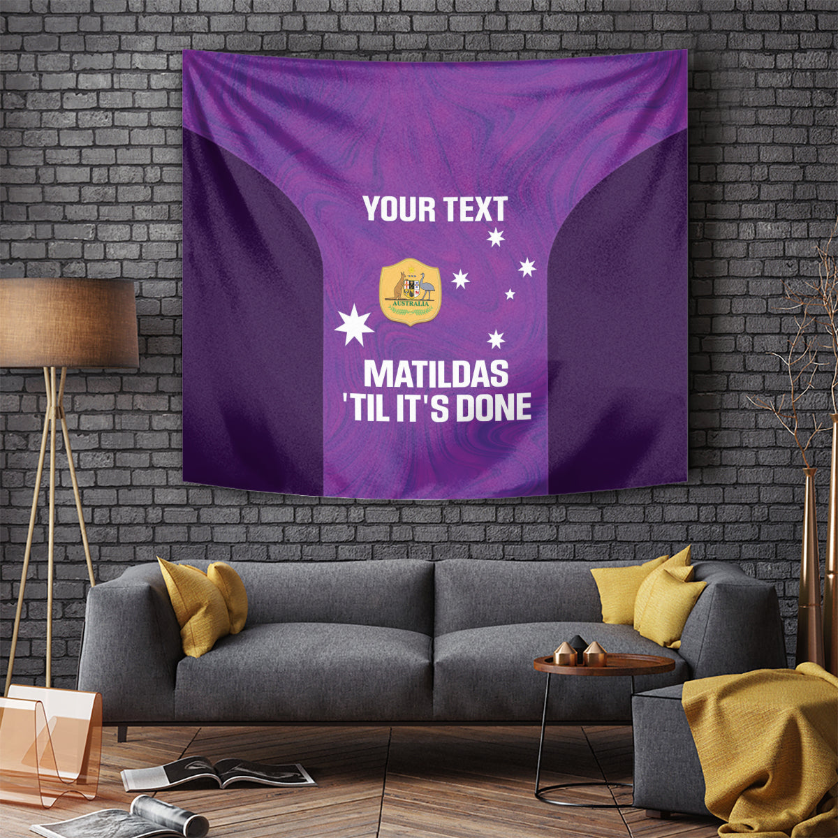 Custom Australia Soccer Tapestry Matildas Go Champions - Purple - Vibe Hoodie Shop