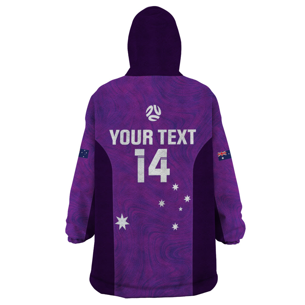 Custom Australia Soccer Wearable Blanket Hoodie Matildas Go Champions - Purple - Vibe Hoodie Shop