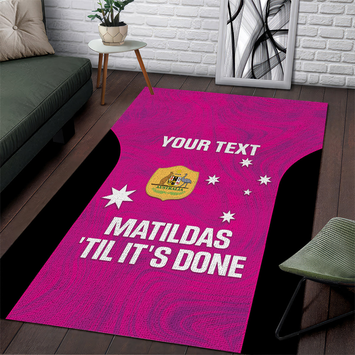 Custom Australia Soccer Area Rug Matildas Go Champions - Pink - Vibe Hoodie Shop