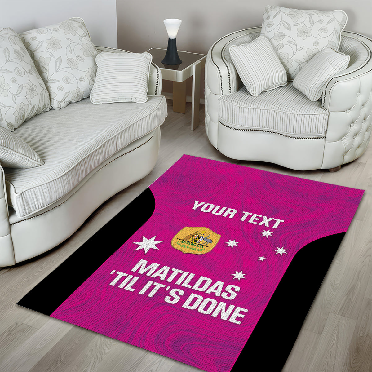 Custom Australia Soccer Area Rug Matildas Go Champions - Pink - Vibe Hoodie Shop