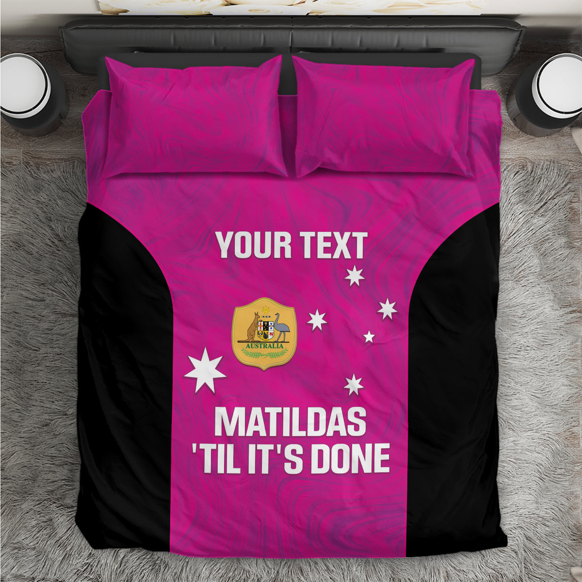 Custom Australia Soccer Bedding Set Matildas Go Champions - Pink - Vibe Hoodie Shop