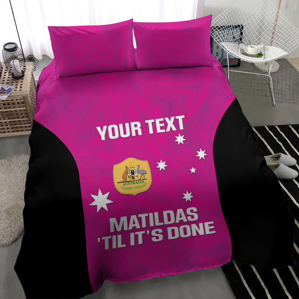 Custom Australia Soccer Bedding Set Matildas Go Champions - Pink - Vibe Hoodie Shop