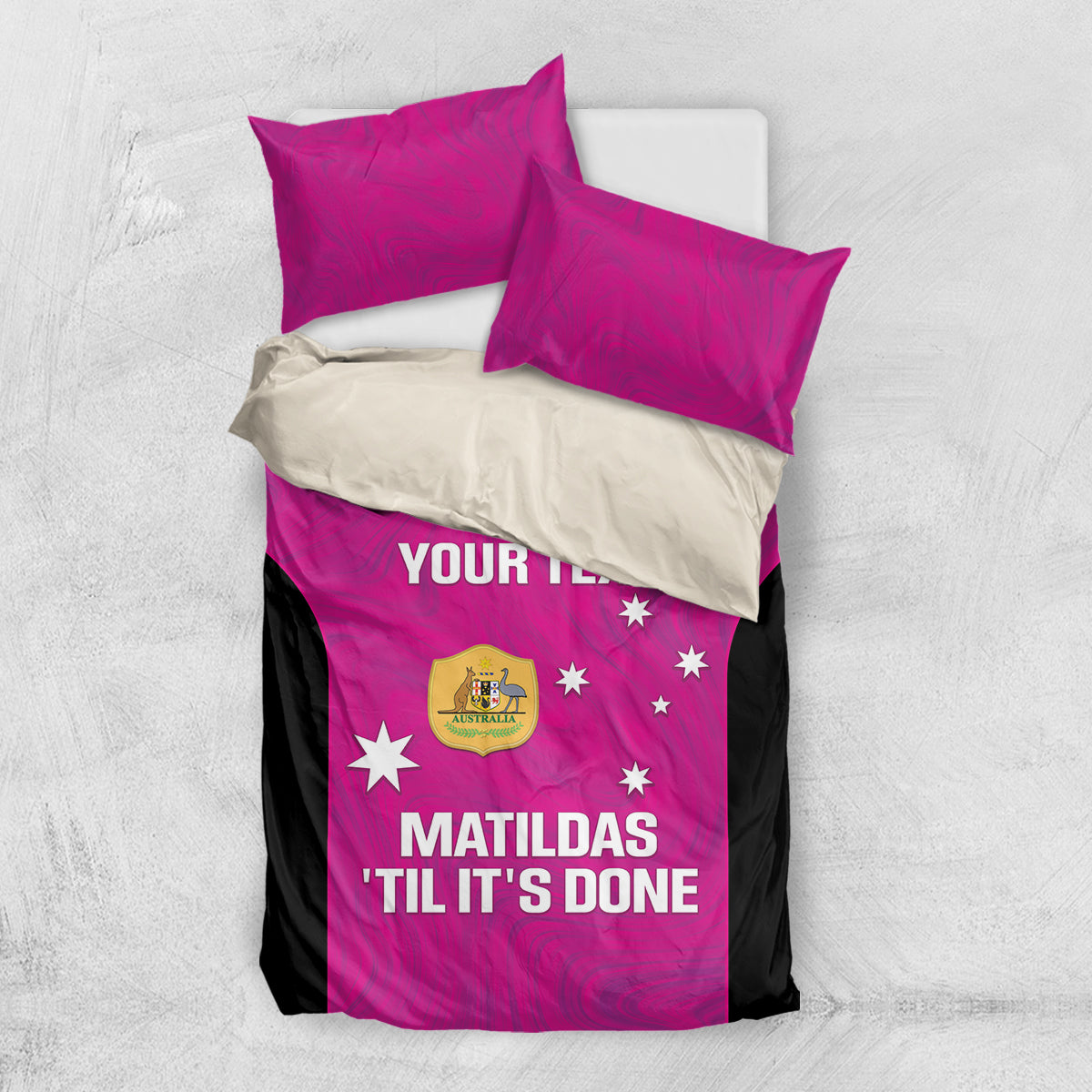 Custom Australia Soccer Bedding Set Matildas Go Champions - Pink - Vibe Hoodie Shop