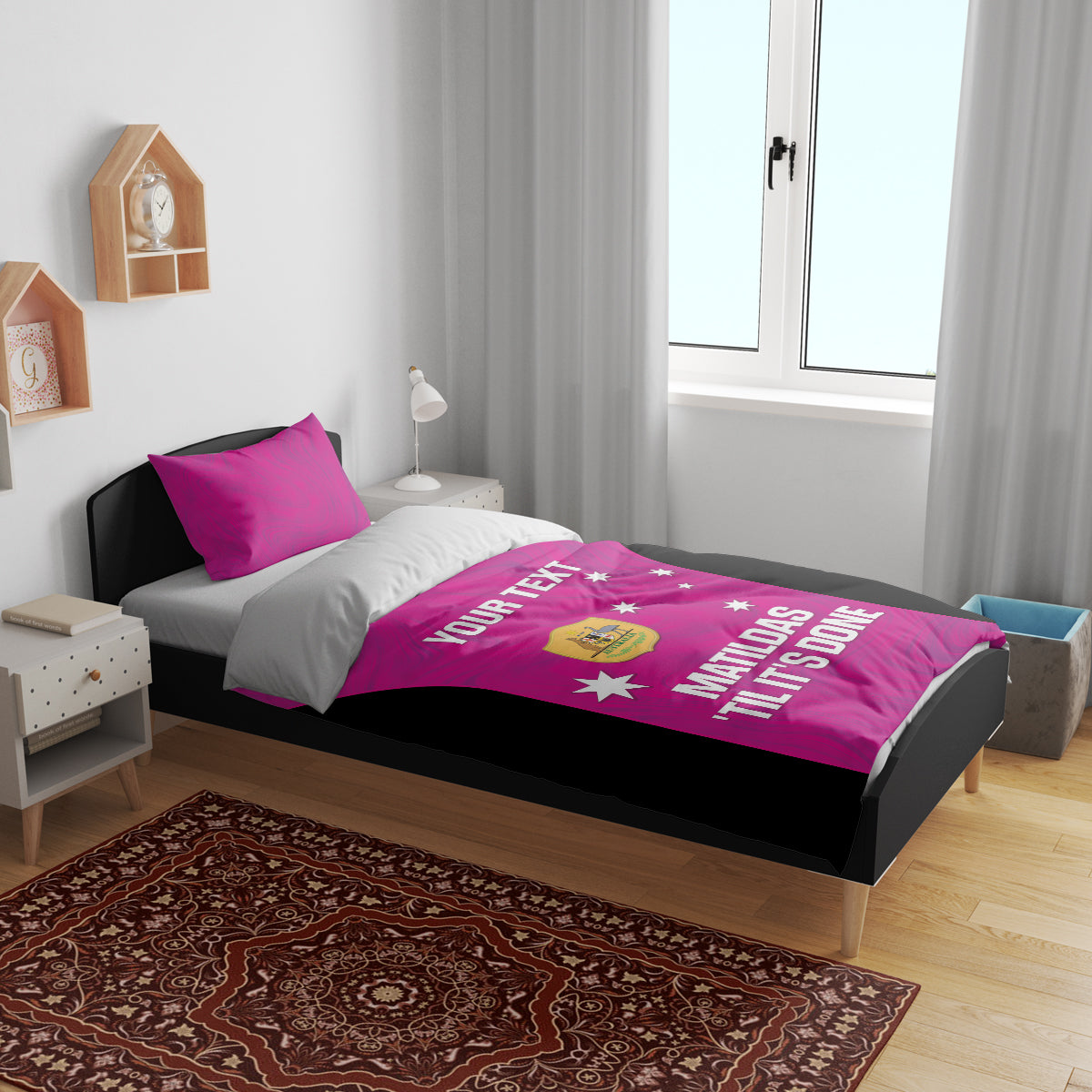 Custom Australia Soccer Bedding Set Matildas Go Champions - Pink - Vibe Hoodie Shop