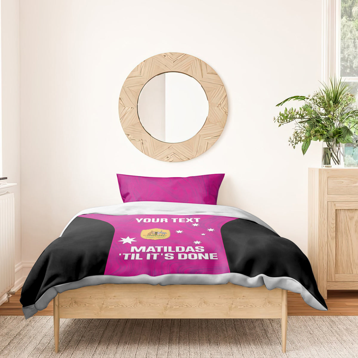 Custom Australia Soccer Bedding Set Matildas Go Champions - Pink - Vibe Hoodie Shop