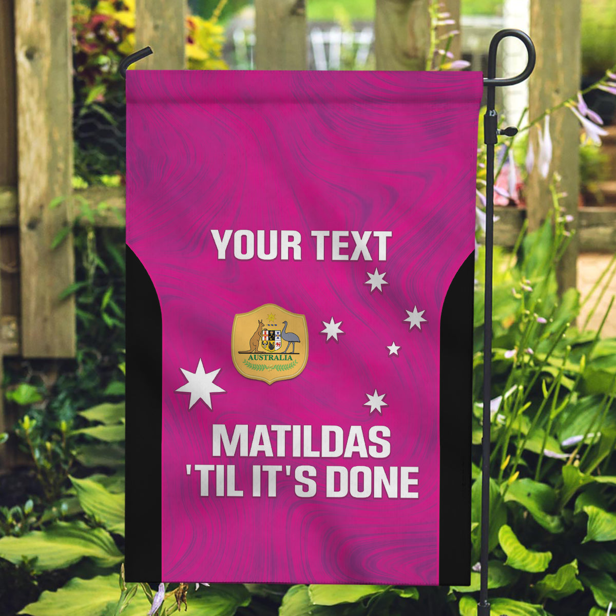 Custom Australia Soccer Garden Flag Matildas Go Champions - Pink - Vibe Hoodie Shop