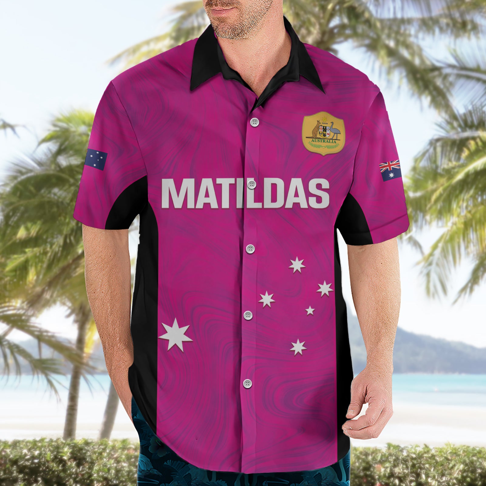 Custom Australia Soccer Hawaiian Shirt Matildas Go Champions - Pink - Vibe Hoodie Shop