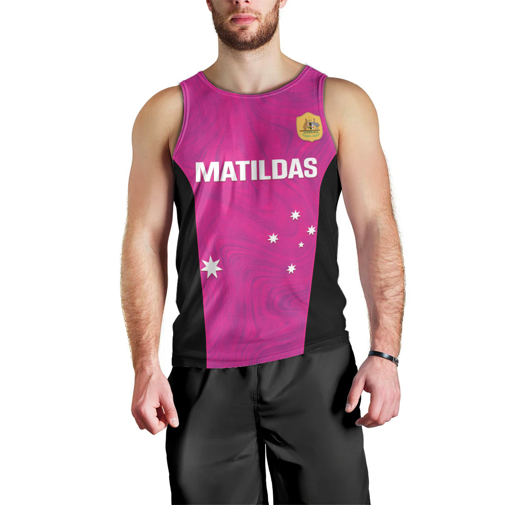 Custom Australia Soccer Men Tank Top Matildas Go Champions - Pink - Vibe Hoodie Shop