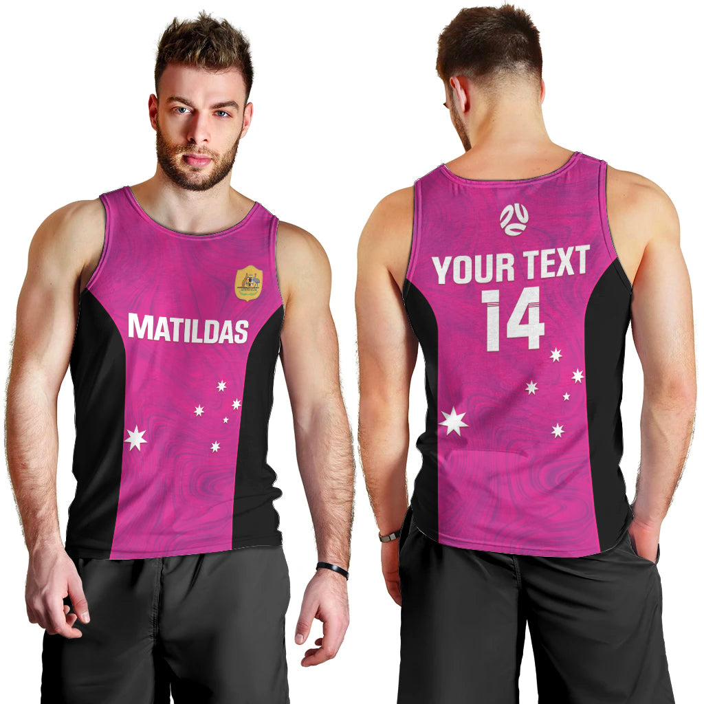 Custom Australia Soccer Men Tank Top Matildas Go Champions - Pink - Vibe Hoodie Shop