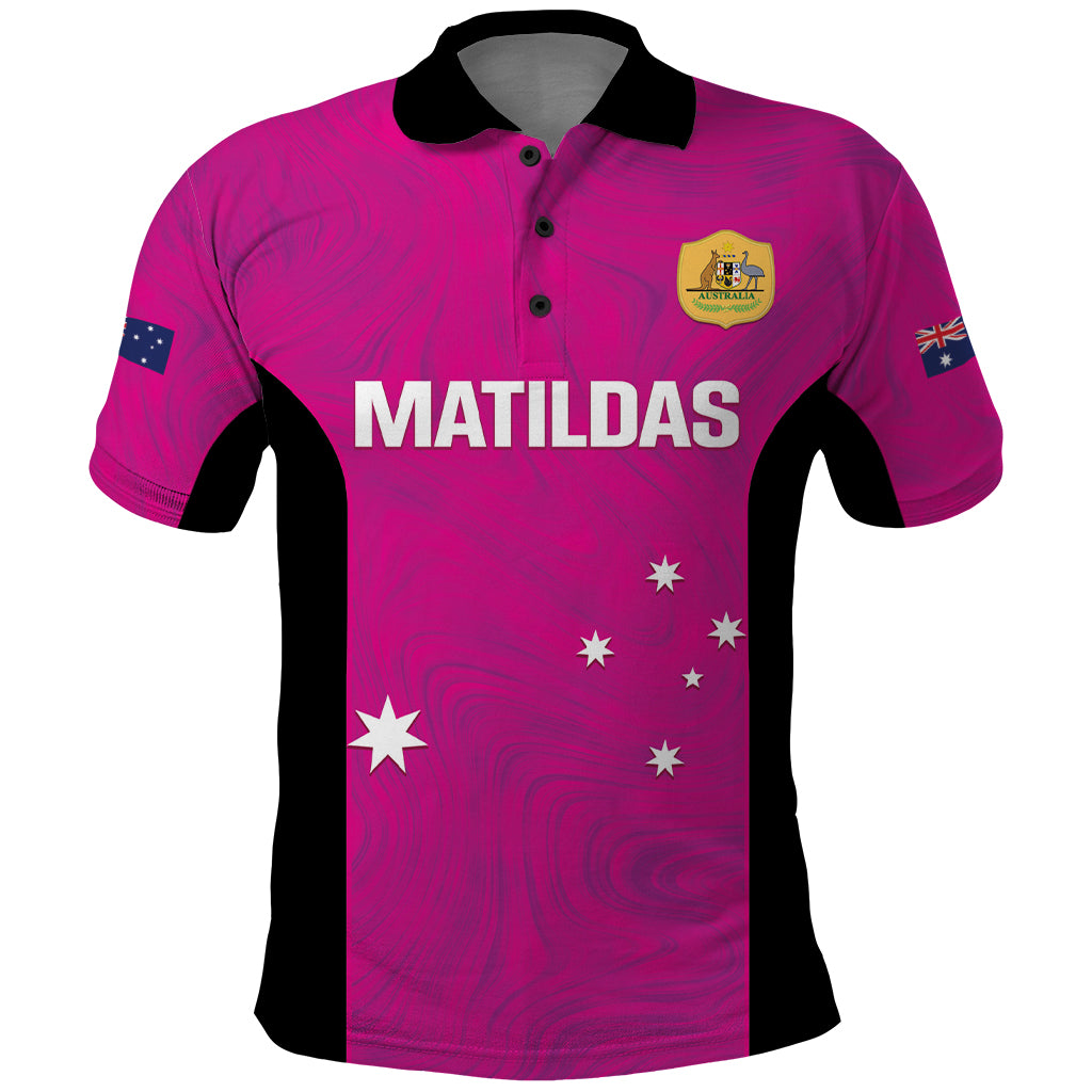 Custom Australia Soccer Polo Shirt Matildas Go Champions - Pink - Vibe Hoodie Shop