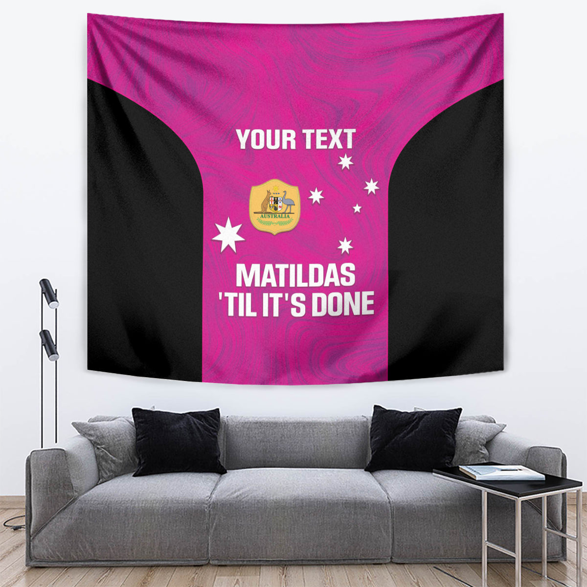 Custom Australia Soccer Tapestry Matildas Go Champions - Pink - Vibe Hoodie Shop