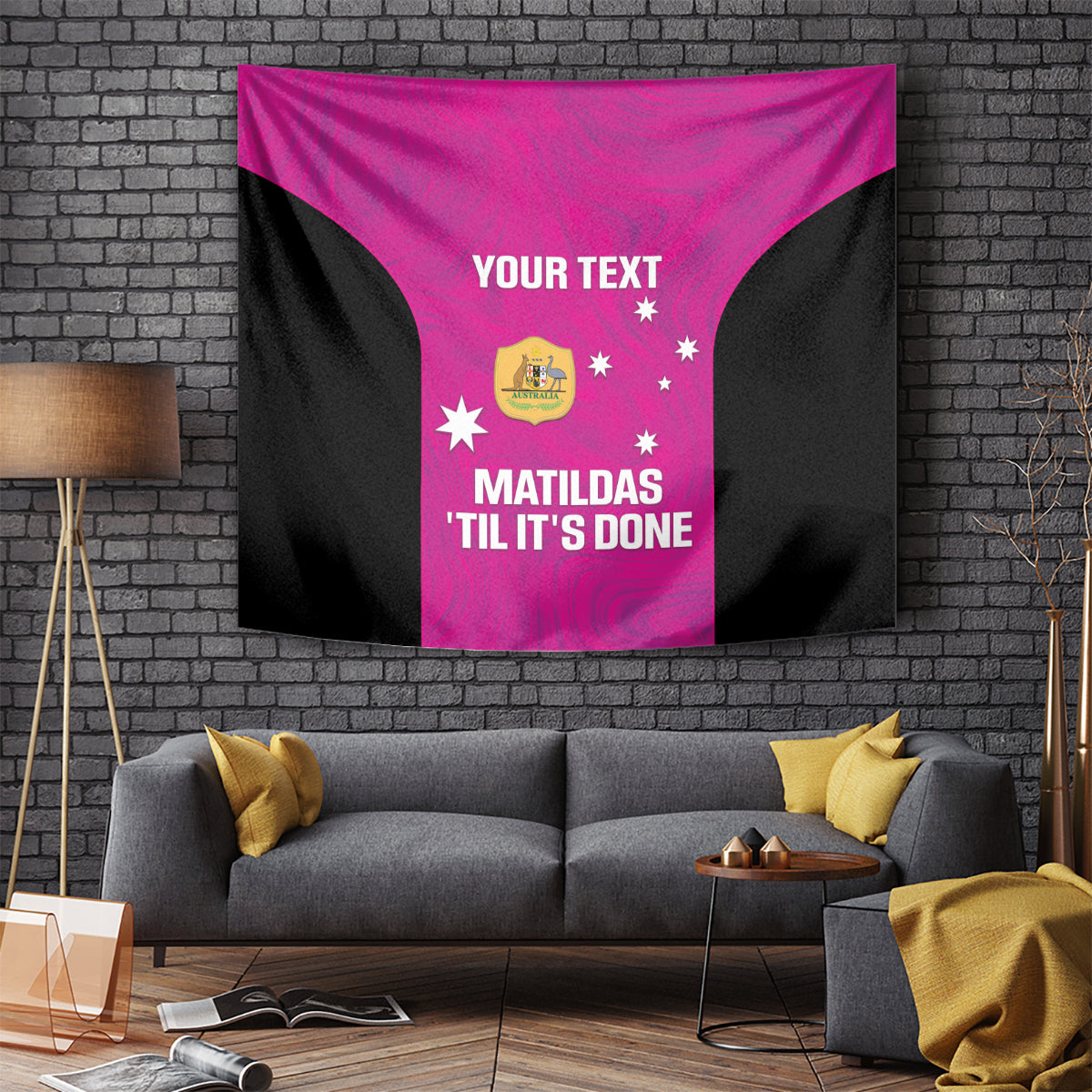 Custom Australia Soccer Tapestry Matildas Go Champions - Pink - Vibe Hoodie Shop