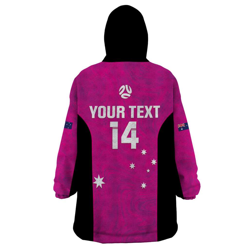 Custom Australia Soccer Wearable Blanket Hoodie Matildas Go Champions - Pink - Vibe Hoodie Shop