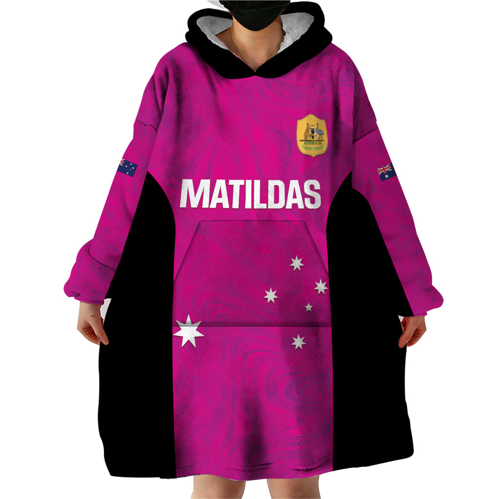 Custom Australia Soccer Wearable Blanket Hoodie Matildas Go Champions - Pink - Vibe Hoodie Shop