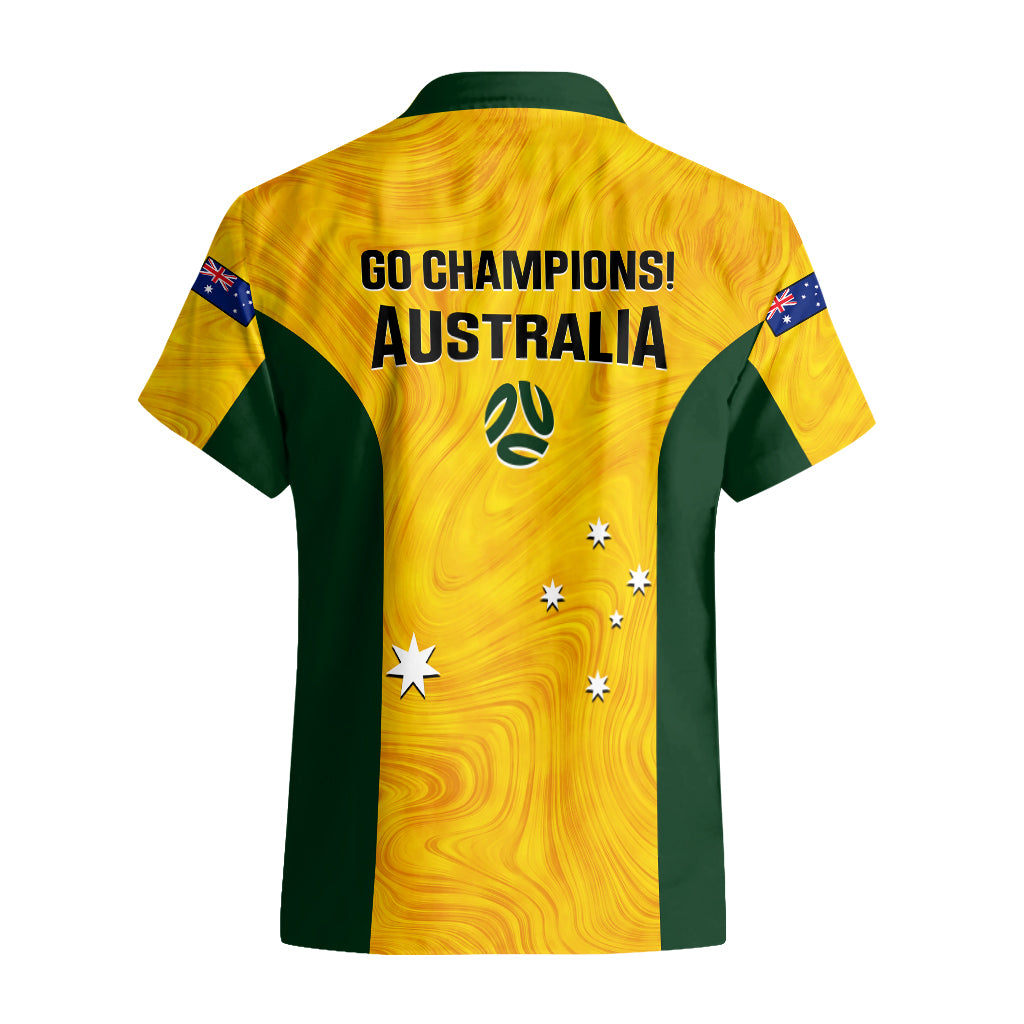 Australia Soccer Hawaiian Shirt Gold Matildas World Cup 2023 Go Champions - Vibe Hoodie Shop