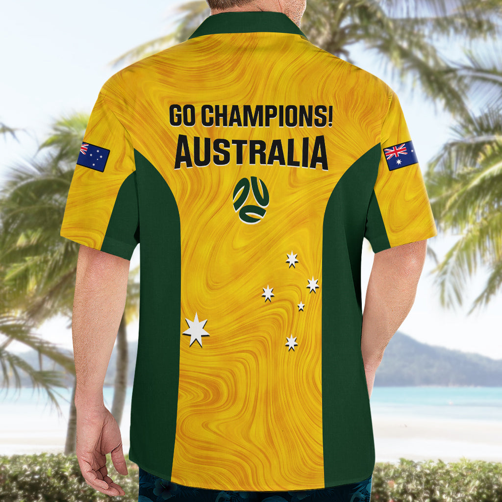 Australia Soccer Hawaiian Shirt Gold Matildas World Cup 2023 Go Champions - Vibe Hoodie Shop