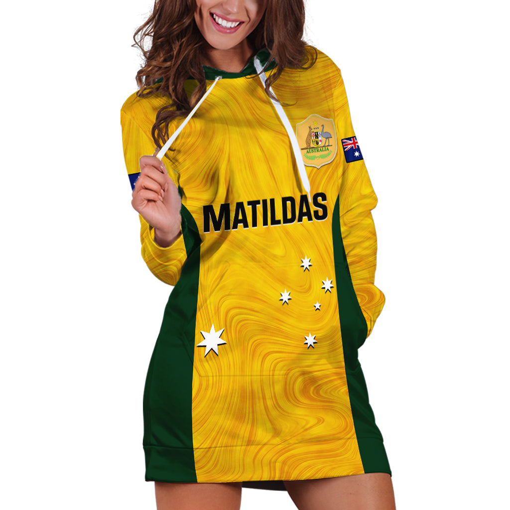 Australia Soccer Hoodie Dress Gold Matildas World Cup 2023 Go Champions - Vibe Hoodie Shop