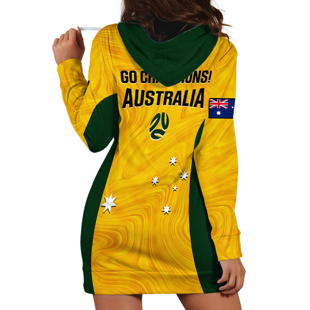 Australia Soccer Hoodie Dress Gold Matildas World Cup 2023 Go Champions - Vibe Hoodie Shop